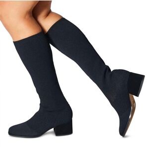 Eileen Fisher Paziz Knee High Black Knit Sock Boots Women's Size 10
